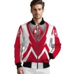 customized atlanta hawks v stripes red white bomber jacket best selling