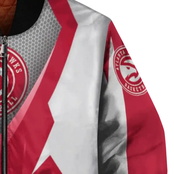 customized atlanta hawks v stripes red white bomber jacket premium grade