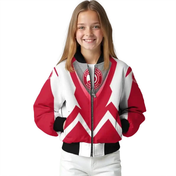 customized atlanta hawks v stripes red white bomber jacket top rated