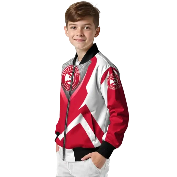 customized atlanta hawks v stripes red white bomber jacket trendy