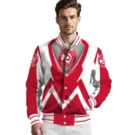 customized atlanta hawks v stripes red white varsity jacket best selling.webp