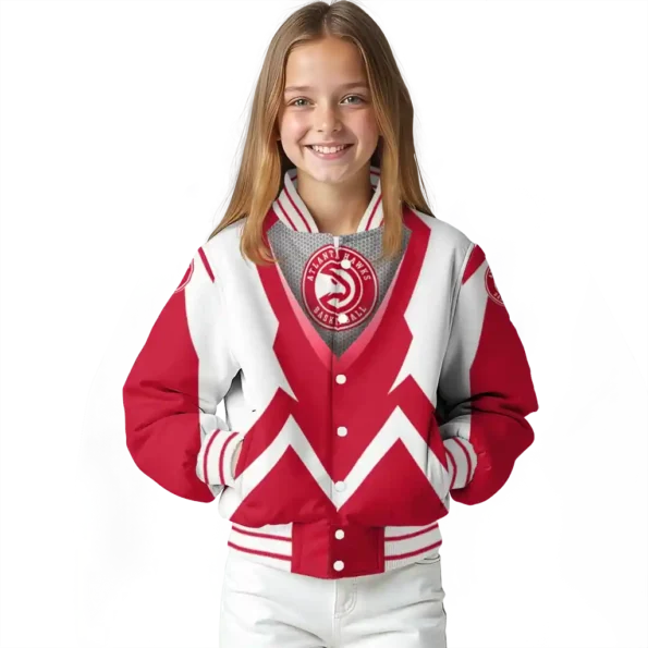 customized atlanta hawks v stripes red white varsity jacket top rated.webp