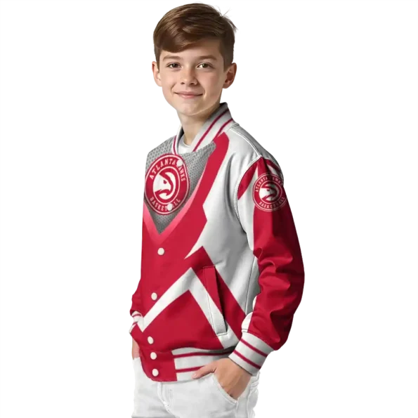 customized atlanta hawks v stripes red white varsity jacket trendy.webp