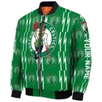 customized boston celtics bolt stripe green bomber jacket best selling
