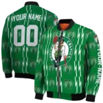 customized boston celtics bolt stripe green bomber jacket best selling