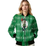 customized boston celtics bolt stripe green bomber jacket best selling