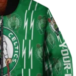customized boston celtics bolt stripe green bomber jacket best selling