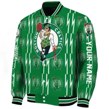 customized boston celtics bolt stripe green varsity jacket best selling.webp