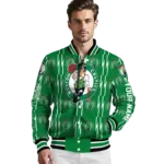 customized boston celtics bolt stripe green varsity jacket best selling.webp