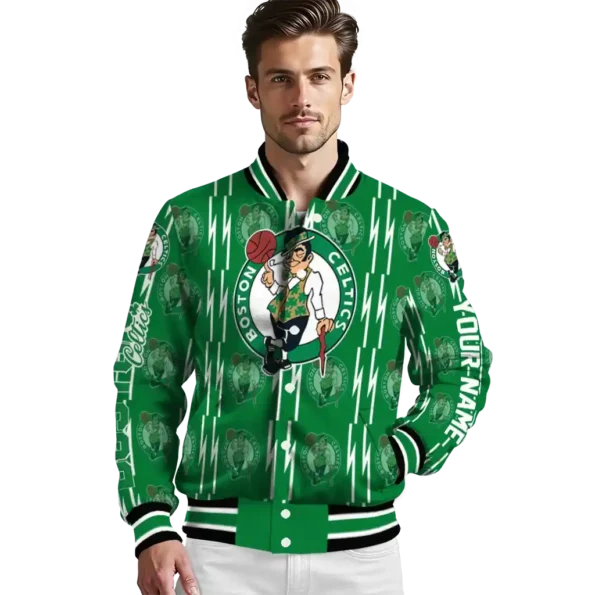 customized boston celtics bolt stripe green varsity jacket high quality.webp