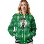 customized boston celtics bolt stripe green varsity jacket best selling.webp