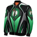 customized boston celtics mesh chest black bomber jacket best selling