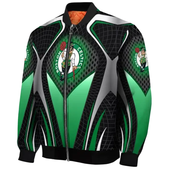 customized boston celtics mesh chest black bomber jacket best selling