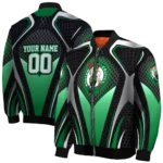 customized boston celtics mesh chest black bomber jacket best selling