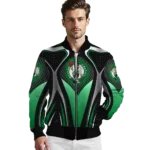 customized boston celtics mesh chest black bomber jacket best selling