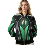 customized boston celtics mesh chest black bomber jacket best selling