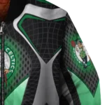 customized boston celtics mesh chest black bomber jacket best selling