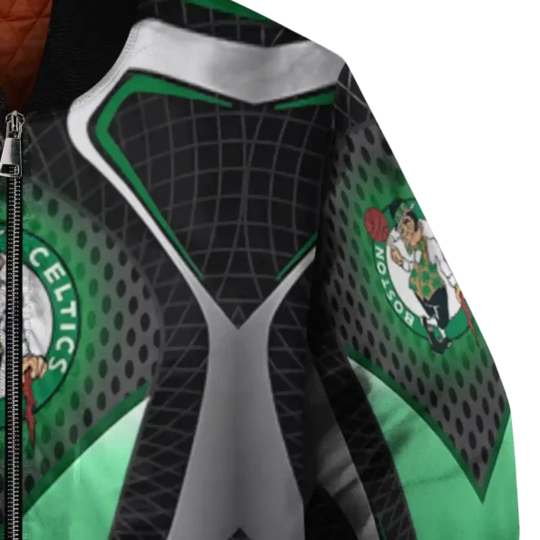 customized boston celtics mesh chest black bomber jacket premium grade
