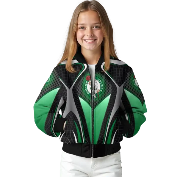 customized boston celtics mesh chest black bomber jacket top rated