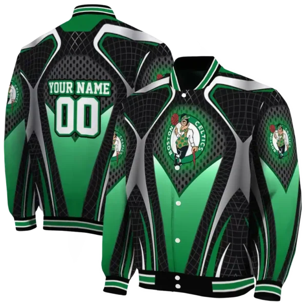 customized boston celtics mesh chest black varsity jacket fashion forward.webp