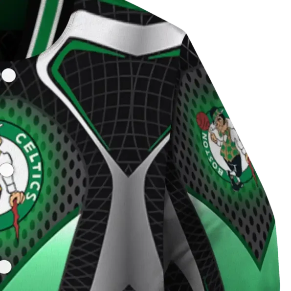 customized boston celtics mesh chest black varsity jacket premium grade.webp