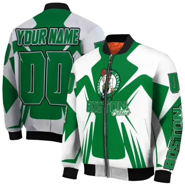 customized boston celtics spider mark green bomber jacket fashion forward