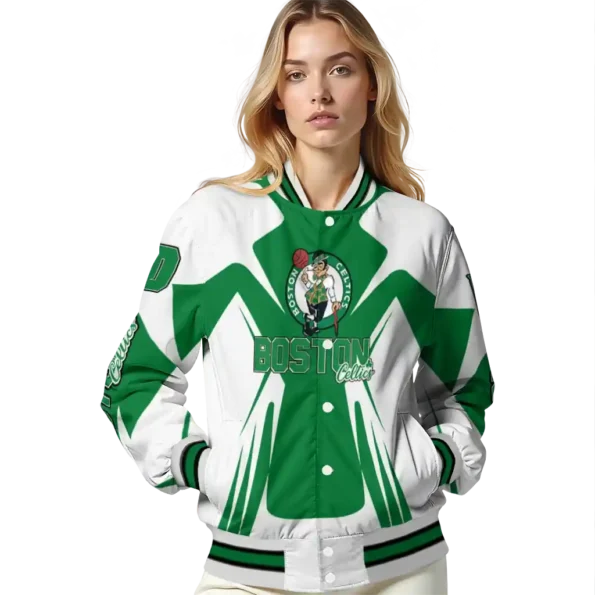 customized boston celtics spider mark green varsity jacket latest model.webp