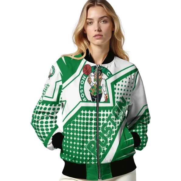 customized boston celtics star burst green bomber jacket latest model