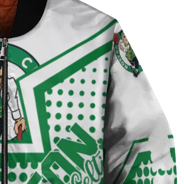 customized boston celtics star burst green bomber jacket premium grade