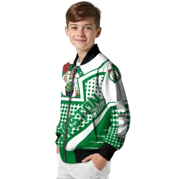 customized boston celtics star burst green bomber jacket trendy