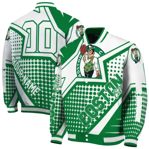 customized boston celtics star burst green varsity jacket fashion forward.webp