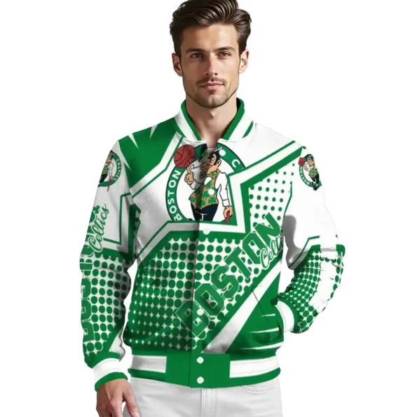customized boston celtics star burst green varsity jacket high quality.webp