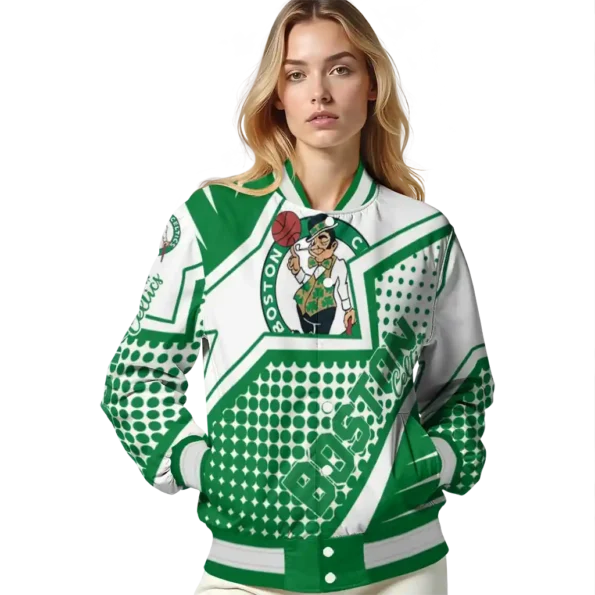 customized boston celtics star burst green varsity jacket latest model.webp