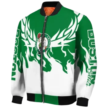 customized boston celtics winged blaze green white bomber jacket best selling