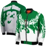 customized boston celtics winged blaze green white bomber jacket best selling