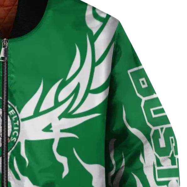 customized boston celtics winged blaze green white bomber jacket premium grade