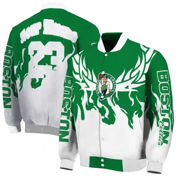 customized boston celtics winged blaze green white varsity jacket fashion forward.webp