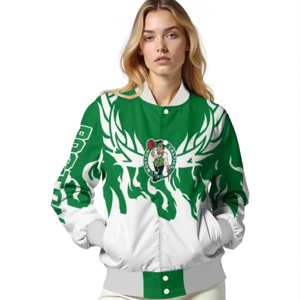 customized boston celtics winged blaze green white varsity jacket latest model.webp