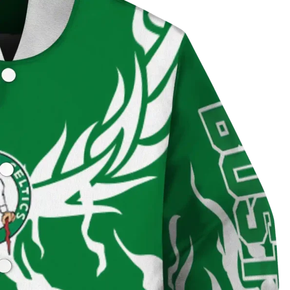 customized boston celtics winged blaze green white varsity jacket premium grade.webp