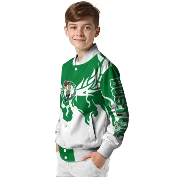 customized boston celtics winged blaze green white varsity jacket trendy.webp