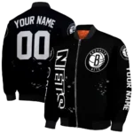 customized brooklyn nets hexagon cluster black bomber jacket best selling