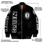 customized brooklyn nets hexagon cluster black bomber jacket best selling