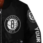 customized brooklyn nets hexagon cluster black bomber jacket best selling