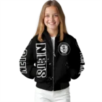 customized brooklyn nets hexagon cluster black bomber jacket best selling