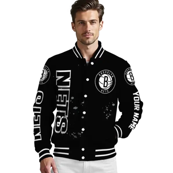 customized brooklyn nets hexagon cluster black varsity jacket high quality.webp