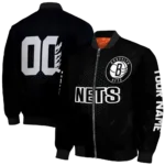 customized brooklyn nets hexagon mesh black bomber jacket best selling