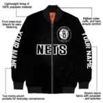 customized brooklyn nets hexagon mesh black bomber jacket best selling