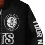 customized brooklyn nets hexagon mesh black bomber jacket best selling