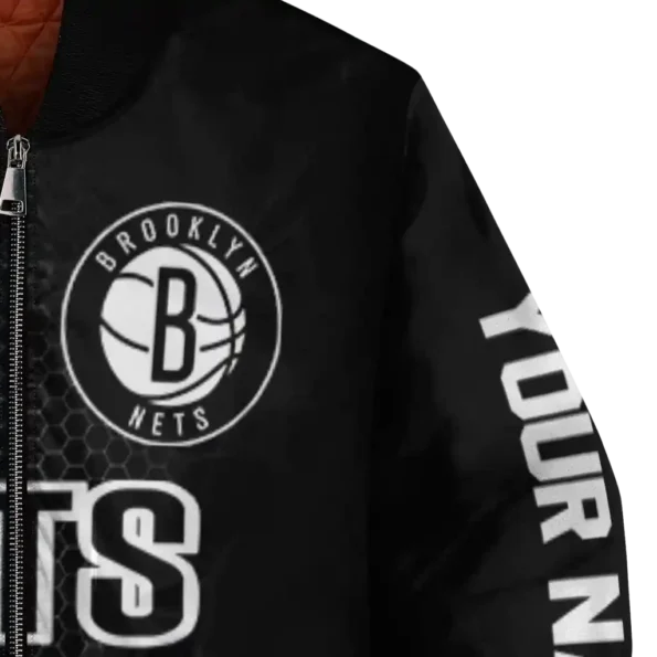 customized brooklyn nets hexagon mesh black bomber jacket premium grade