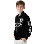 customized brooklyn nets hexagon mesh black bomber jacket best selling